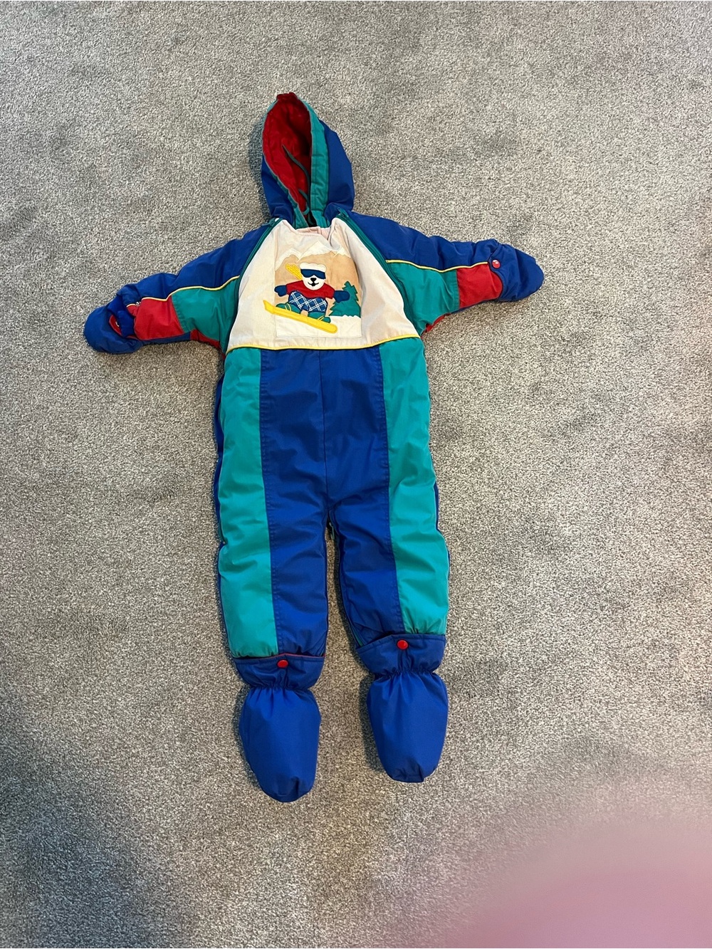 Carter's Blue Teal and Red Toddler Ski One-Piece Snowsuit